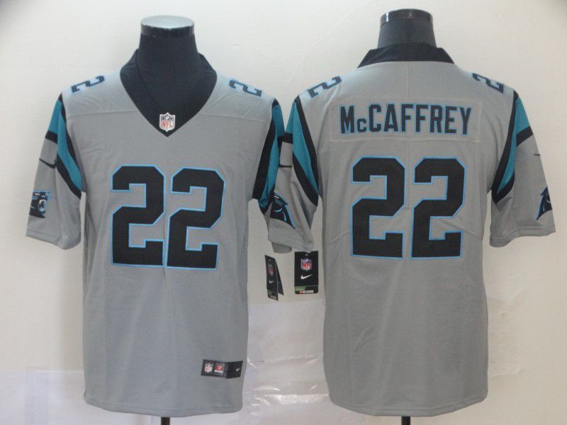 Men Carolina Panthers #22 Mccaffrey Grey Nike Vapor Untouchable Limited NFL Jersey